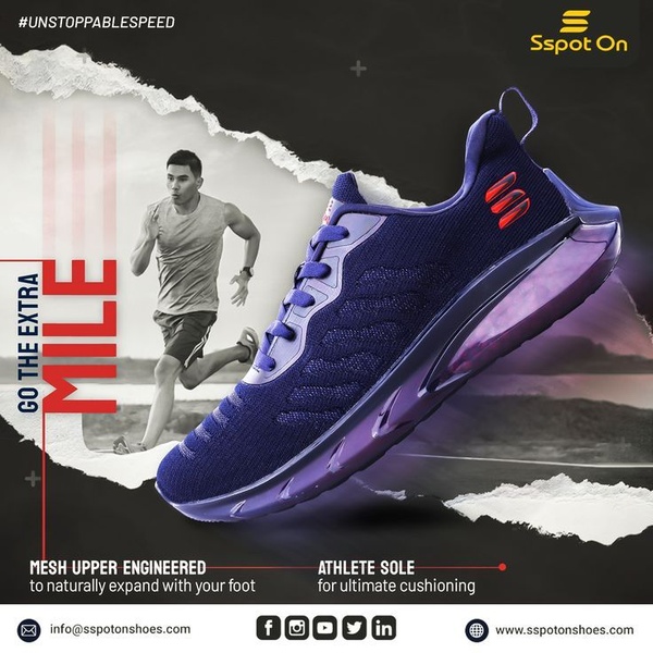 running shoes, athletic shoes, sneakers, sports shoes, training shoes, product launch, brand awareness, modern typography, energetic, bold, purple, red